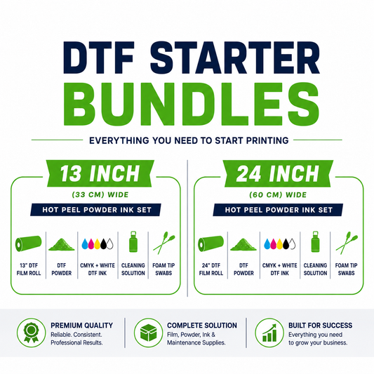 13 inch and 24 inch DTF printer starter bundle supplies guide