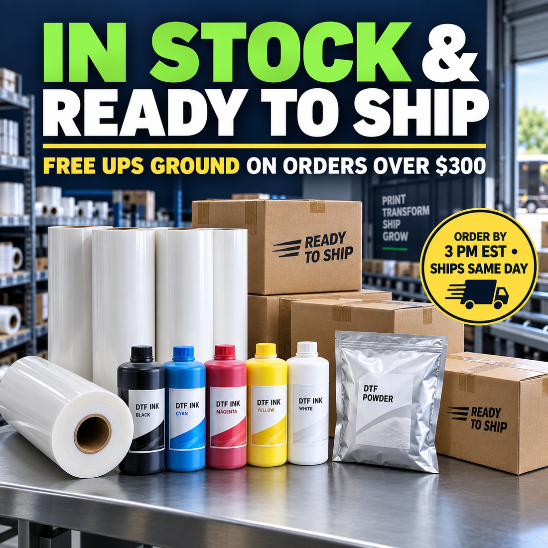 DTF printing supplies fast free UPS shipping