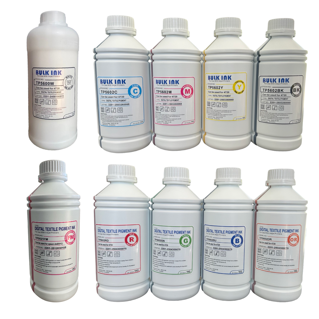 bottles of ink bank dtf ink for textile printing
