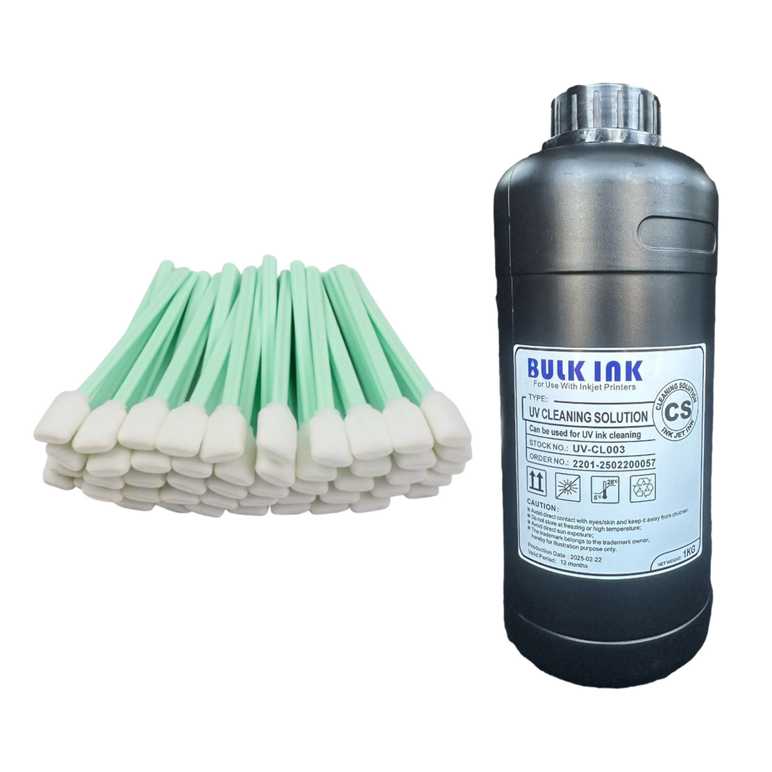 uv dtf printer cleaning solution and foam tipped swabs