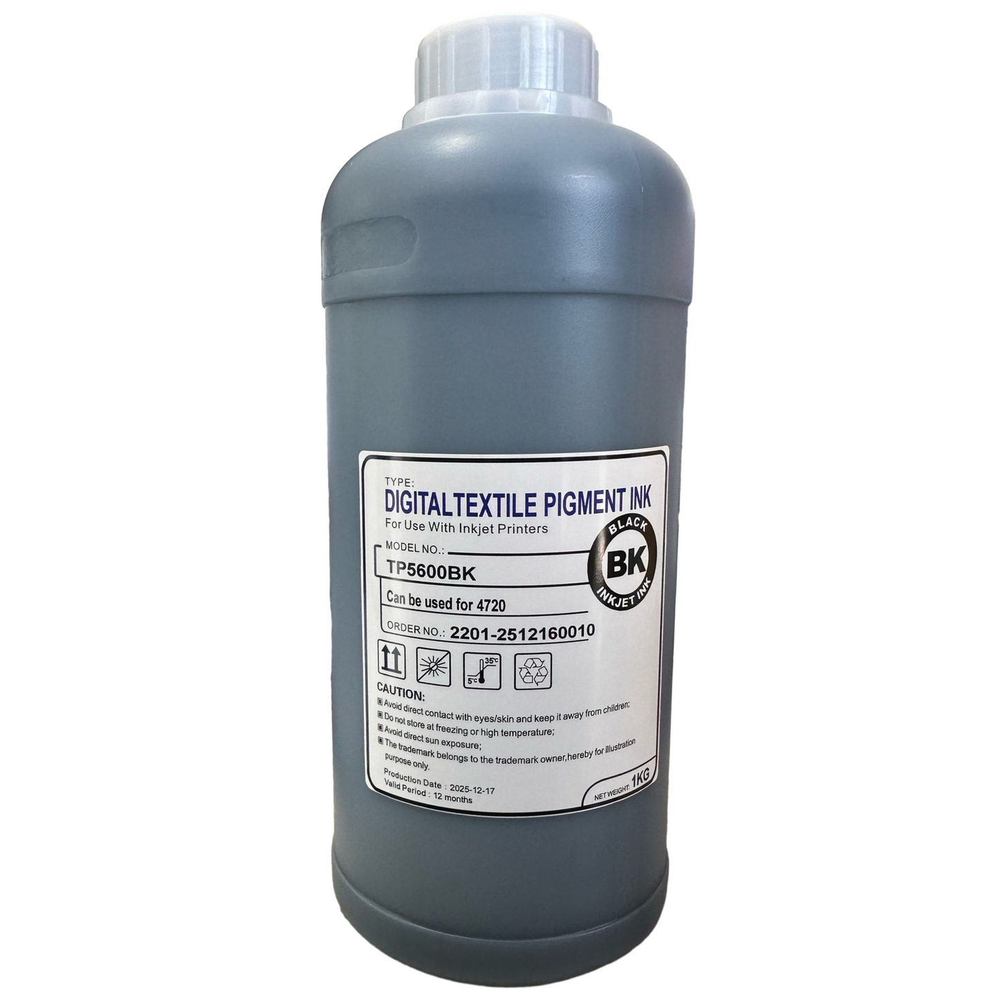 Bottle of Ink Bank 5600 black direct to film textile printing ink