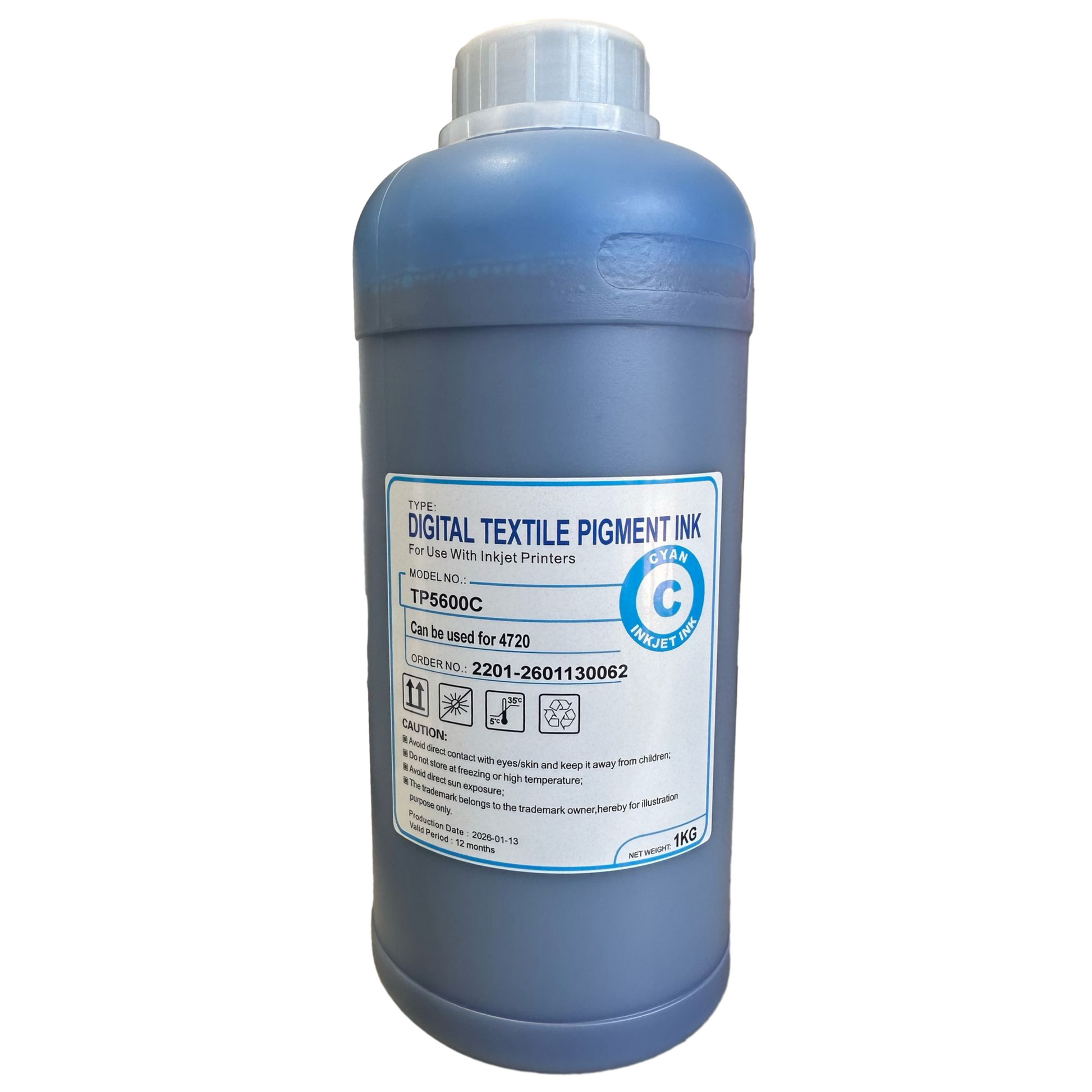 Bottle of Ink Bank 5600 cyan direct to film textile printing ink