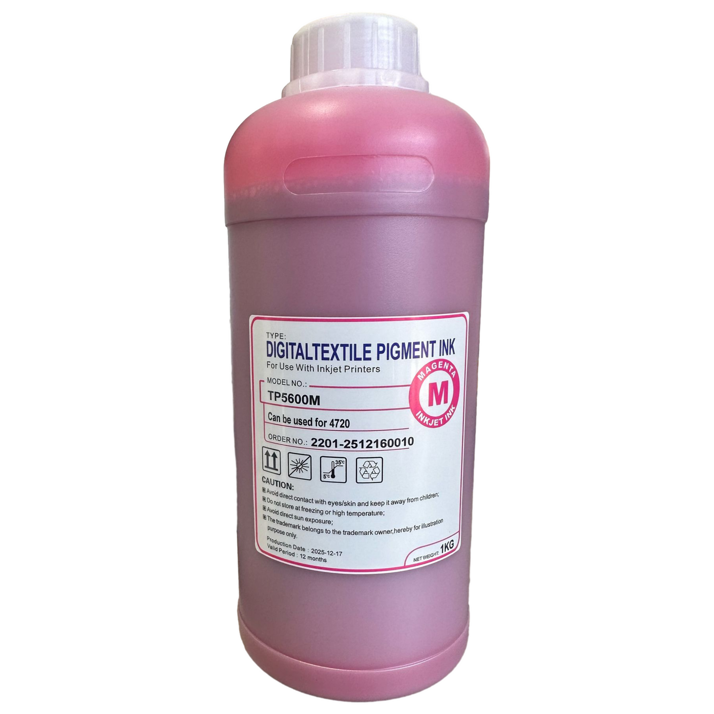 Bottle of Ink Bank 5600 magenta direct to film textile printing ink