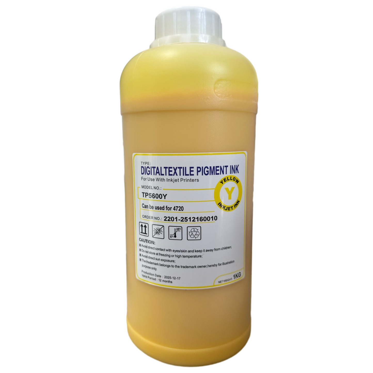 Bottle of Ink Bank 5600 yellow direct to film textile printing ink
